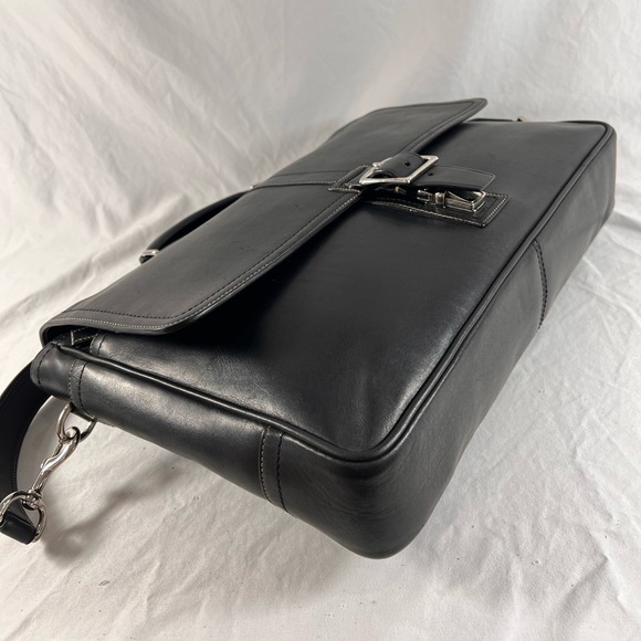 COACH Black Leather Briefcase Messenger Bag - Picture 4 of 16